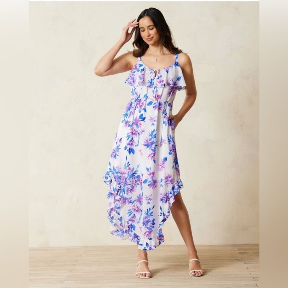Tommy Bahamas Joyful Blooms Sleeveless Maxi Dress‎ Women's size L Wedding Guest